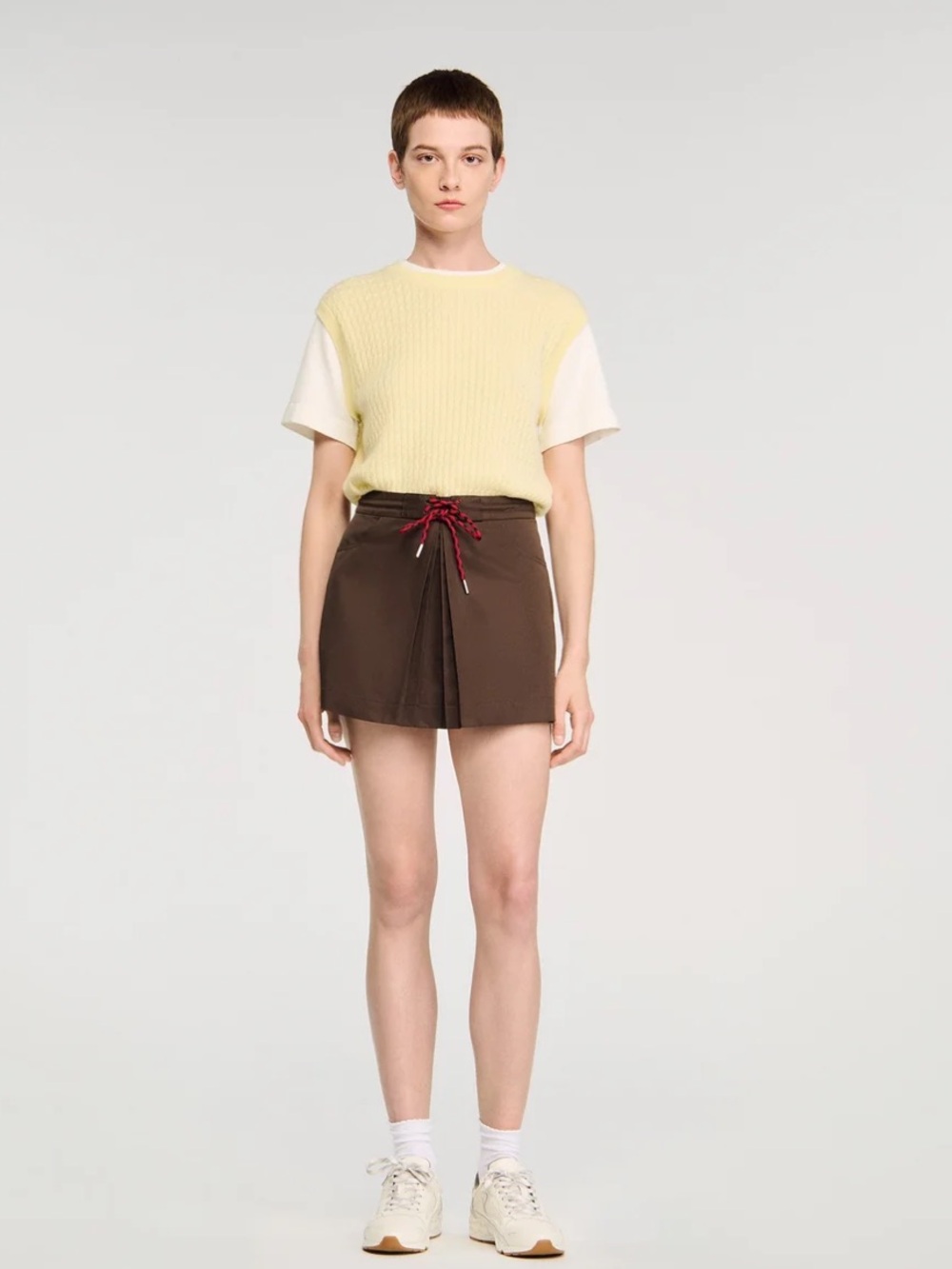 SANDRO Bertino Pleated Skort Brown